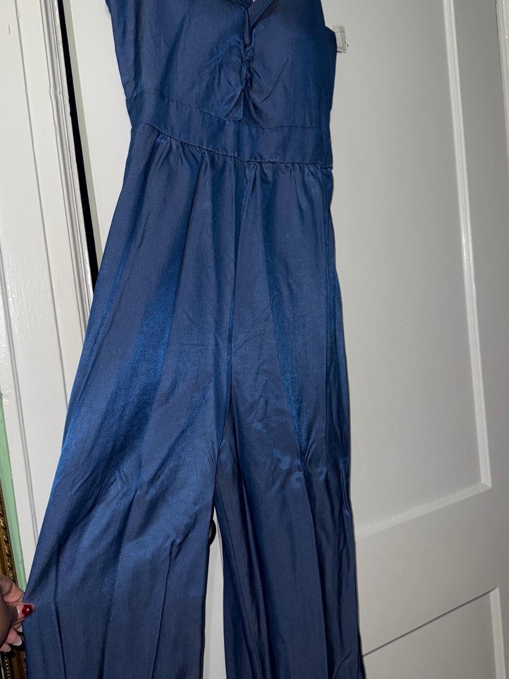 Kensie Deep Blue Sleeveless Wide-Leg Jumpsuit